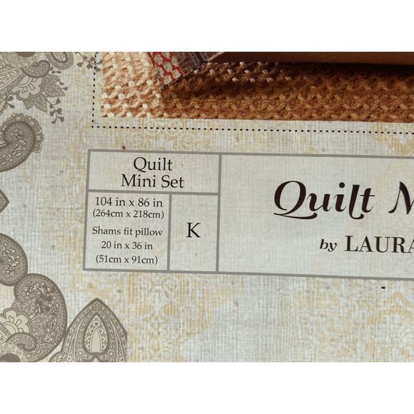 Quilt Market By Laura Hart King Size Quilt Set w/ Shams Cream/Brown, Cabincore - Picture 2 of 9